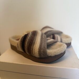 Chloe Brown and Cream Striped Slippers